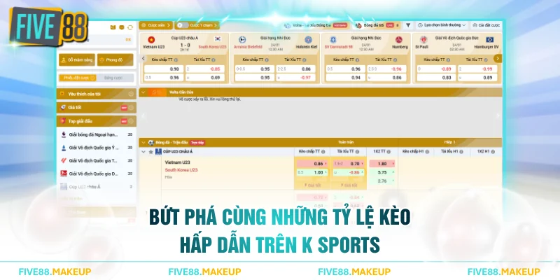 Bứt phá cùng những tỷ lệ kèo hấp dẫn trên K Sports