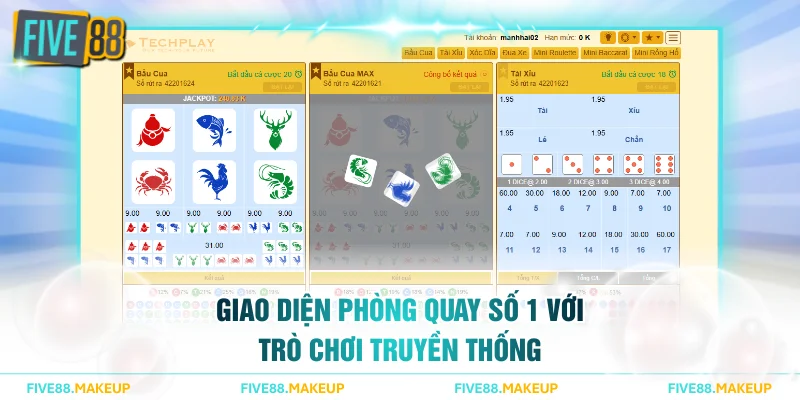 Giao diện phòng quay số 1 với trò chơi truyền thống